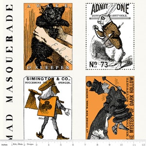 Mad Masquerade Trading Cards Panel - CD11951-TRADING - by J.Wecker Frisch for Riley Blake Designs  12" Repeat - Sold in 1/2 Yard Increments