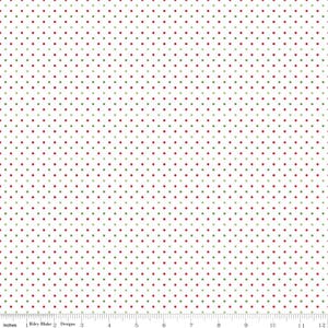 Swiss Dot Christmas Red and Green on White - C660 100% Cotton Quilting Fabric  by Riley Blake Designs - 1/2 Yard increments, continuous cut