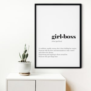 Framed Girl Boss definition print, Inspirational print, Word Definition Feminist Wall Art, girl boss quote Print, gift for boss office print