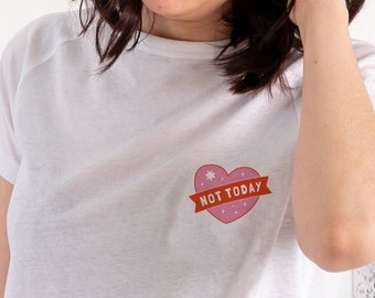 Camiseta de actitud no hoy, camisas feministas inspiradoras positivas para damas camisa minimalista, camiseta atrevida con eslogan divertido, top de verano de tendencia