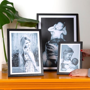 Handmade A3, A4, A5 Black Wood Photo Frames, Standing or Wall Hanging Frames with Mount for Prints/ pictures, Quick Dispatch & Fast Delivery