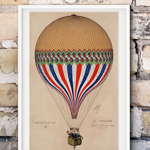 Framed Print Hot Air Balloon Art Poster Vintage Balloon Art | Etsy
