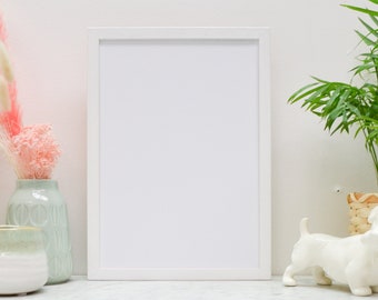 White picture frame, A5, A4, A3 handmade white wood frame, white photo frame, white poster frame, high quality modern simple white frame