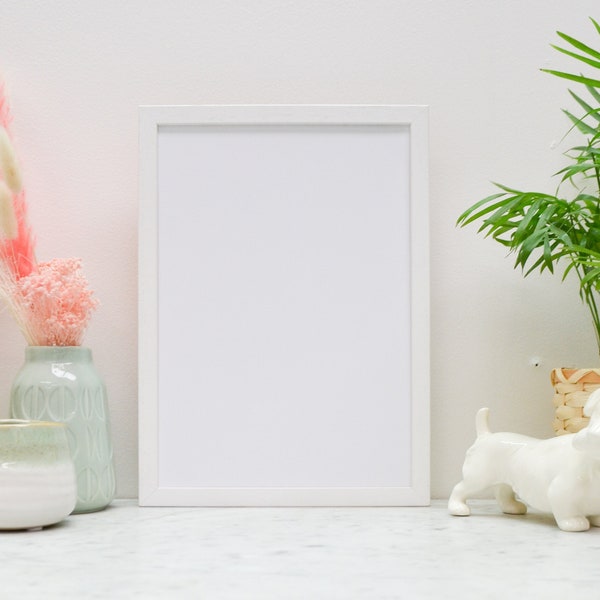 White picture frame, A5, A4, A3 handmade white wood frame, white photo frame, white poster frame, high quality modern simple white frame