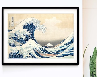Framed Art Hokusai art The Great Wave Print, Ukiyo e Art Japanese Posters, Woodblock Print, Japanese Decor Waves Print A2 A3 A4 A5