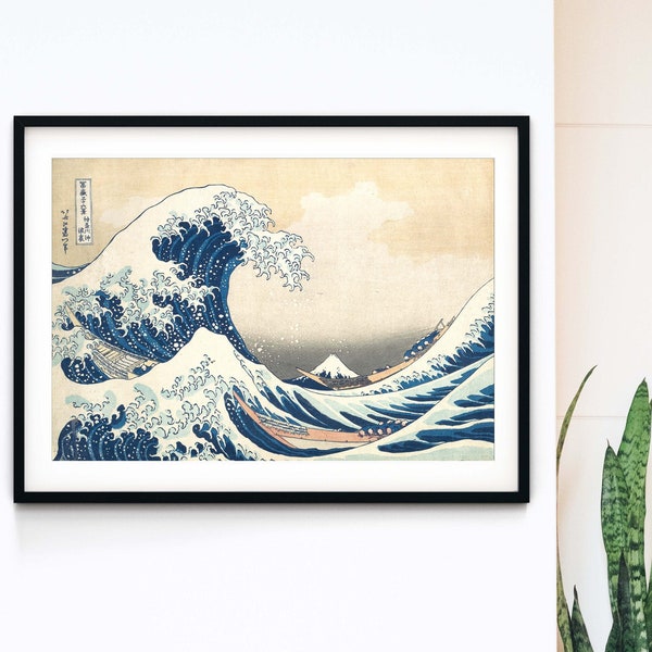 Framed Art Hokusai art The Great Wave Print, Ukiyo e Art Japanese Posters, Woodblock Print, Japanese Decor Waves Print A2 A3 A4 A5