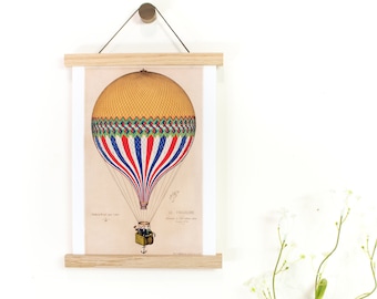 Oak Picture Hanger - Magnetic wood poster hanger, wooden wall hanging frame for framing art print, chart, scroll or Pictures
