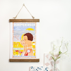 Picture Hanger - Magnetic wood poster hanger, wooden wall hanging frame for framing art print, chart, scroll or Pictures