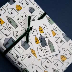 Haus Geschenkpapier Set; Skandinavisches Geschenkpapier mit skandinavischem Druck