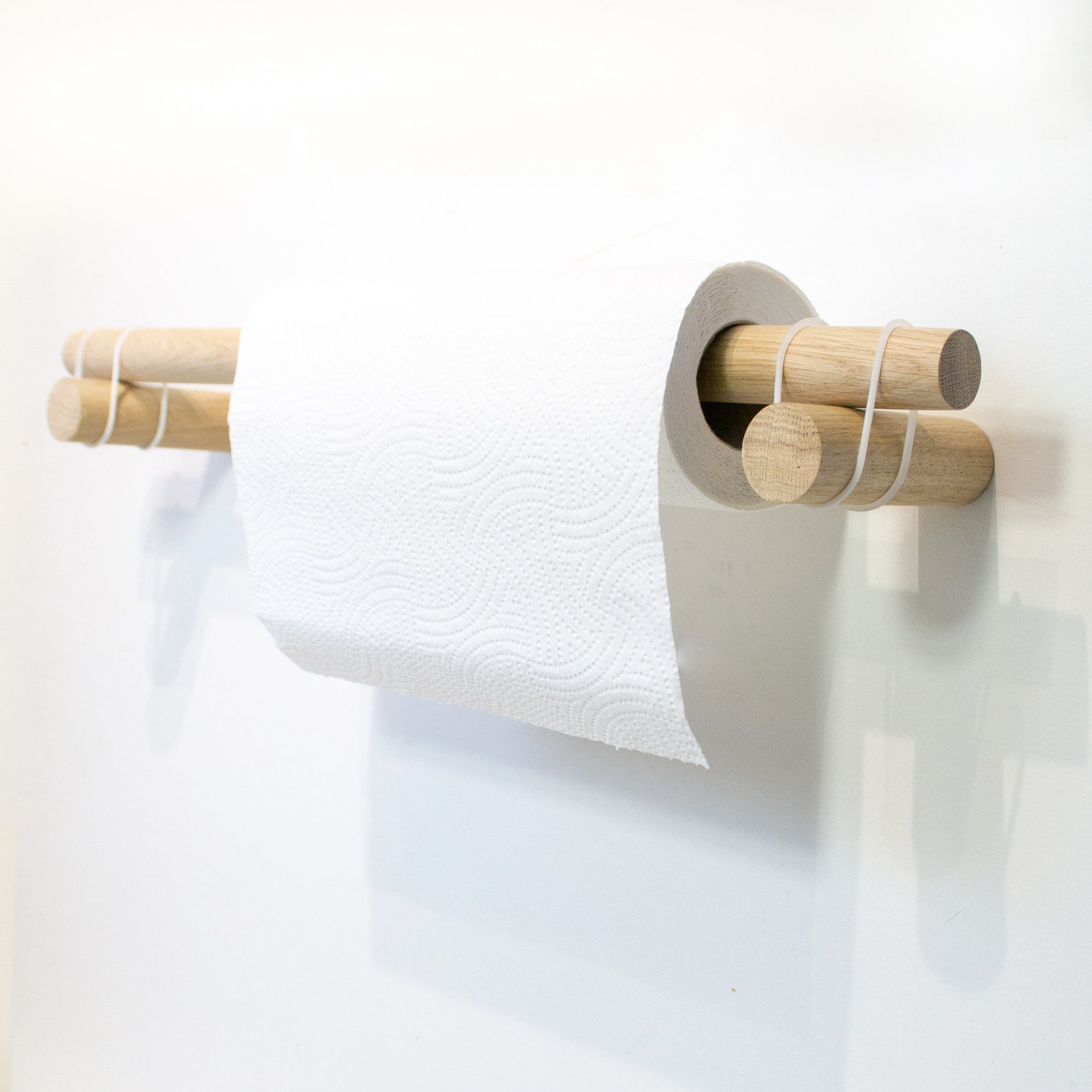 Wooden Kitchen Roll Holder Round Oak Modern Scandinavian Etsy