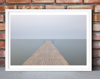 Framed Jetty print, pier wall art abstract landscape print, minimalist landscape coastal jetty print, minimalist pier