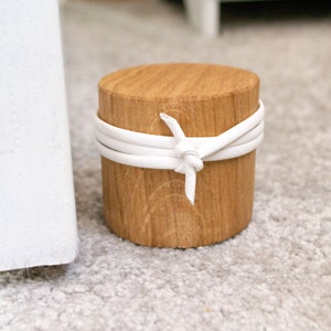 Hand made door stop, Leather twist and wood door stop, colorful door stop, modern oak doorstop, handmade home decor wooden stopper for door