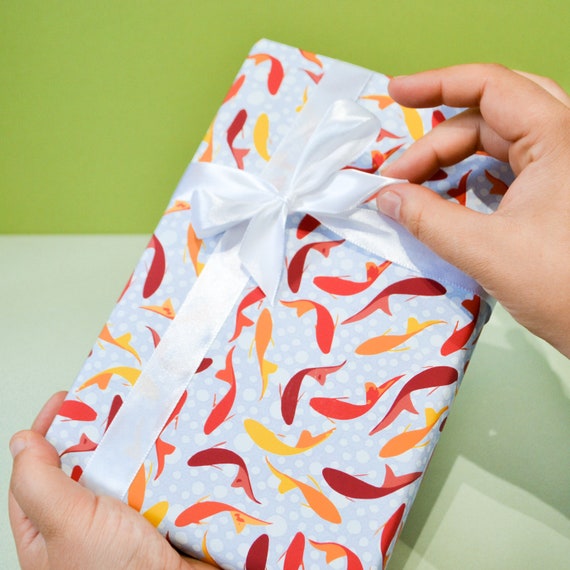 Japanese Patterns Koi Wrapping Paper Gift Tag Set Koi Fish
