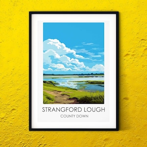 Poster di Strangford Lough County Down, Irlanda del Nord Paesaggio artistico Stampa di viaggio, Arte irlandese, Irlanda Irlanda Poster