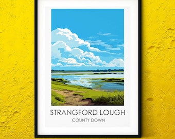 Strangford Lough County Down Poster, Northern Ireland Art landscape Travel Print, Irish Art, Ireland Ireland Poster