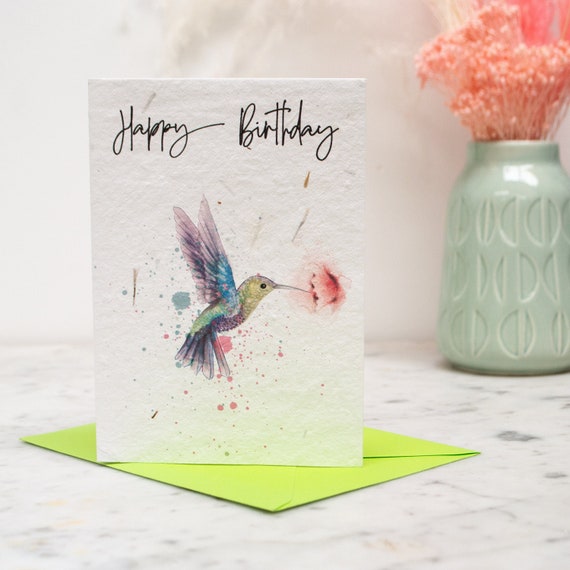 Hummingbird Happy Birthday Plantable Seed Paper Hummingbird - Etsy