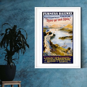 Furness Railway vintage travel poster UK Travel print, England wall art travel print