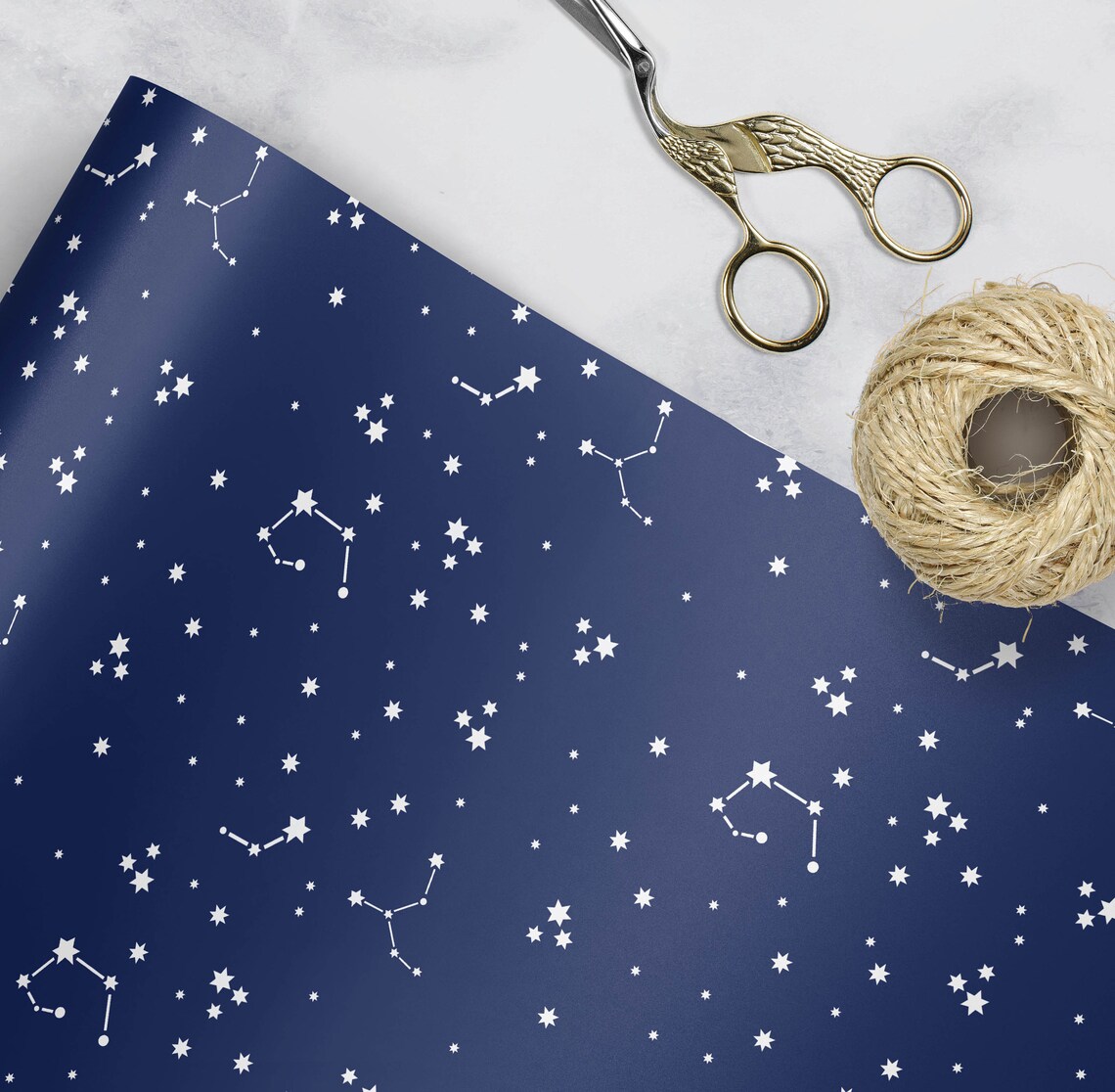 Navy Blue Stars Christmas Wrapping Paper gift tag Set star Etsy