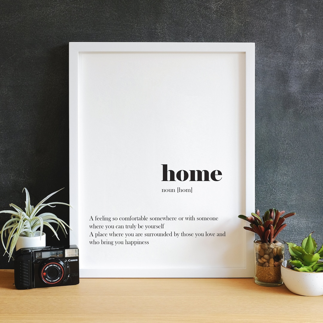 Framed Home Definition Print, Home Meaning, Word Definition Wall Art