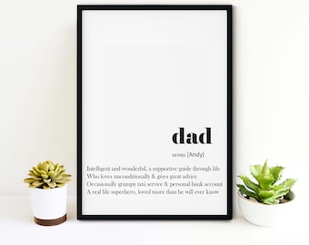 Framed Dad definition print, Fathers Day Gift from kids, Father Definition Wall Art, dad quote Print, Dad Birthday Gift, Gift for Dad