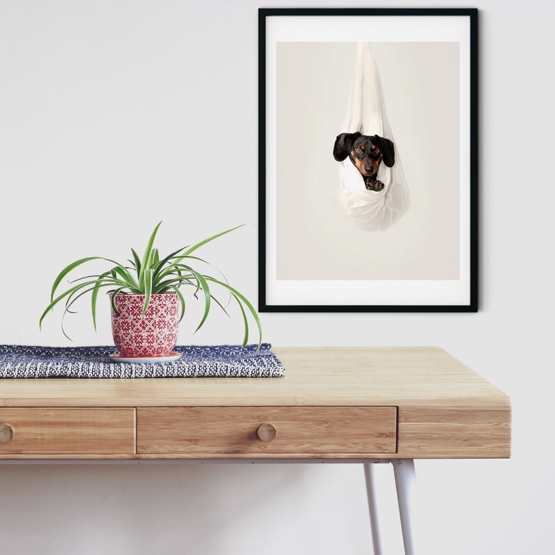 Modern Minimalist Daschund Print Pet Art Black And White Etsy