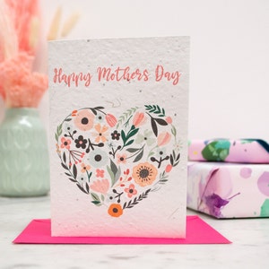 Fête des mères Graines plantables Papier fleur coeur Carte