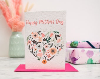 Mothers Day Plantable Seed Paper flower heart Card