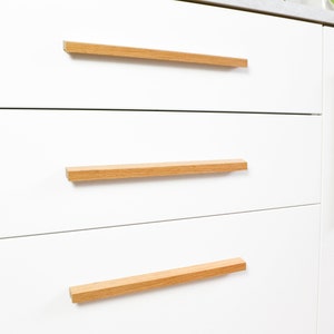Oak Wood Drawer Handles, Modern cabinet pulls kitchen handles Wood cabinet door handles, handmade oak wardrobe handle Ikea handles image 10