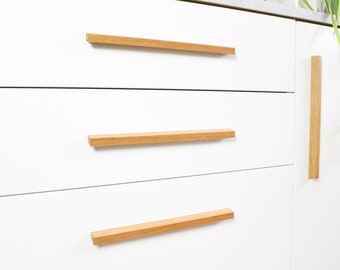 Cabinet Pull 10cm Oak Wood Drawer Handles 