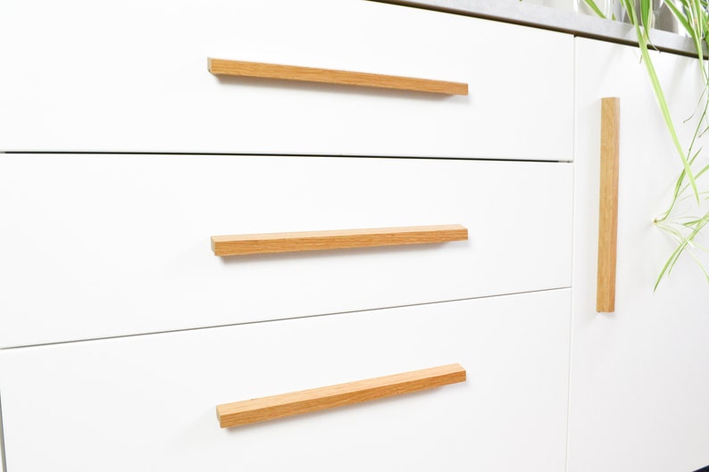 Oak Wood Drawer Handles, Modern cabinet pulls kitchen handles Wood cabinet door handles, handmade oak wardrobe handle Ikea handles image 10