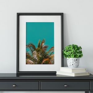Framed Tropical palm tree Print, botanical leaf art, palm leaf print, palm nature print, tropical leaf photo wall art, summer beach art