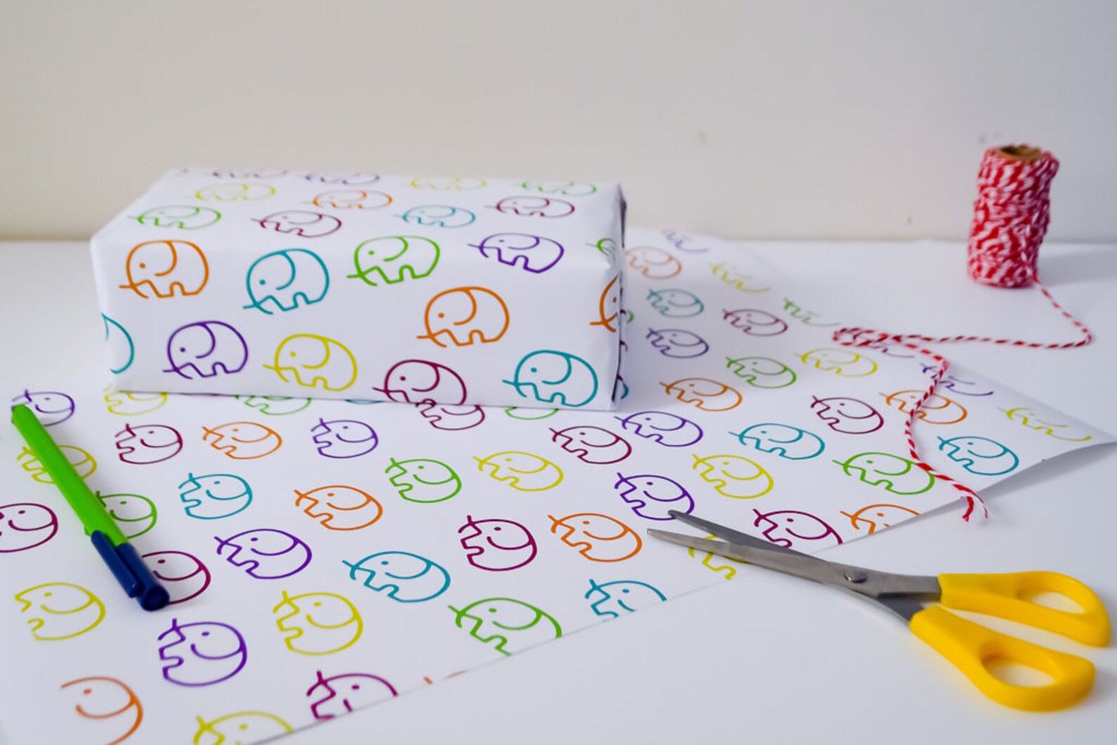 Baby Elephant Illustration Wrapping Paper Set Quirky Luxury - Etsy