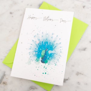 Día de las Madres Semilla Plantable Papel Pavo Real, tarjeta de papel de semilla eco cultivable para mamá, tarjeta de acuarela de pájaro