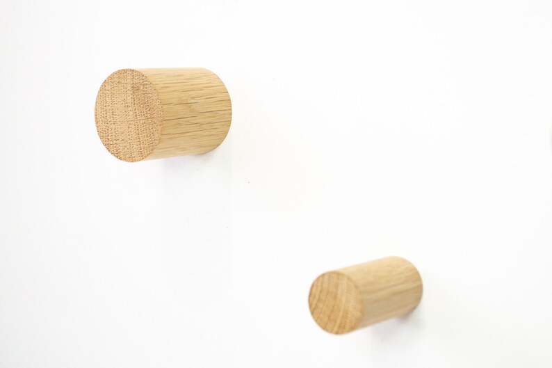 Oak Wood Dowel Wall Hook Minimalist Coat Hook Modern Wall Etsy