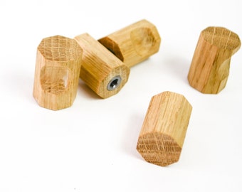 Pomo geométrico pequeño de madera de roble, Tiradores de armario modernos, Tiradores de madera, Pomo de puerta de armario, Tiradores de cajón hechos a mano