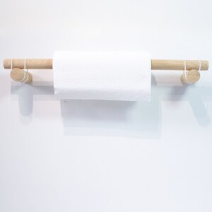 Wooden Kitchen Roll Holder, Round Oak Modern Scandinavian Minimal Kitchen Wall Mount Wood Paper ...