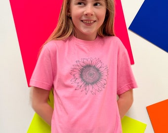 T-shirt tournesol pour enfants, haut tournesol pour filles de la campagne, t-shirt pour filles mignonnes