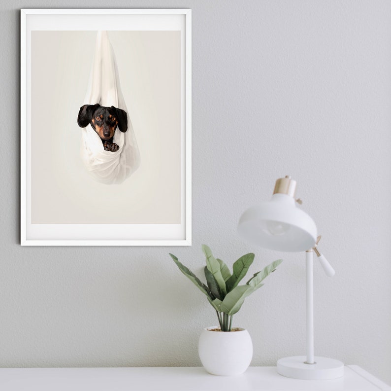 Modern Minimalist Dachshund Print Pet Art Black And White Etsy