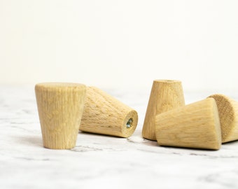 Small Flared Oak Wood Knob, Minimalist handle Modern cabinet pulls, Wooden Knobs, cabinet door knob, handmade drawer knobs