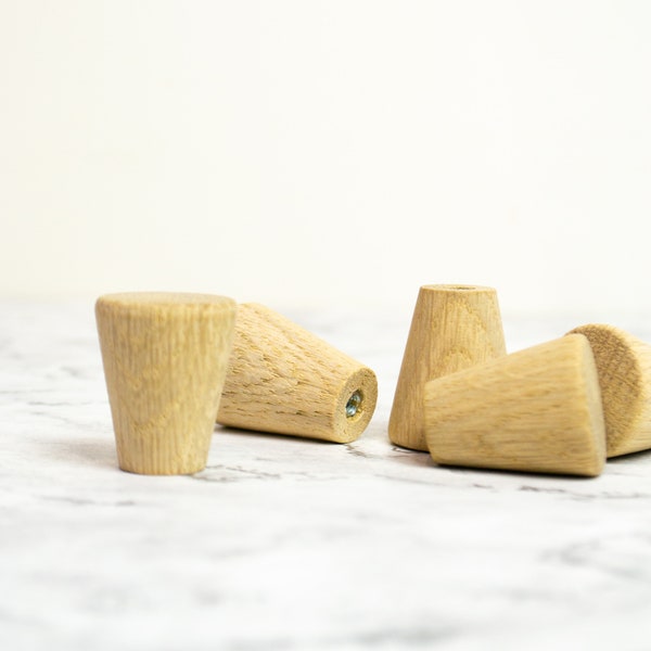 Small Flared Oak Wood Knob, Minimalist handle Modern cabinet pulls, Wooden Knobs, cabinet door knob, handmade drawer knobs