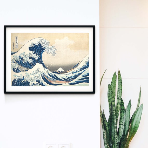 Framed Art Hokusai art The Great Wave Print, Ukiyo e Art Japanese Posters, Woodblock Print, Japanese Decor Waves Print A2 A3 A4 A5