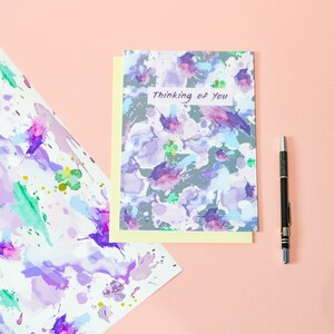 Thinking of You Card Watercolour Splash Sympathy Card - Etsy