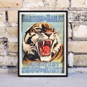 Framed Greatest Show on Earth Antique Advertising Print, greatest showman vintage poster circus art, Barnum & Bailey circus poster