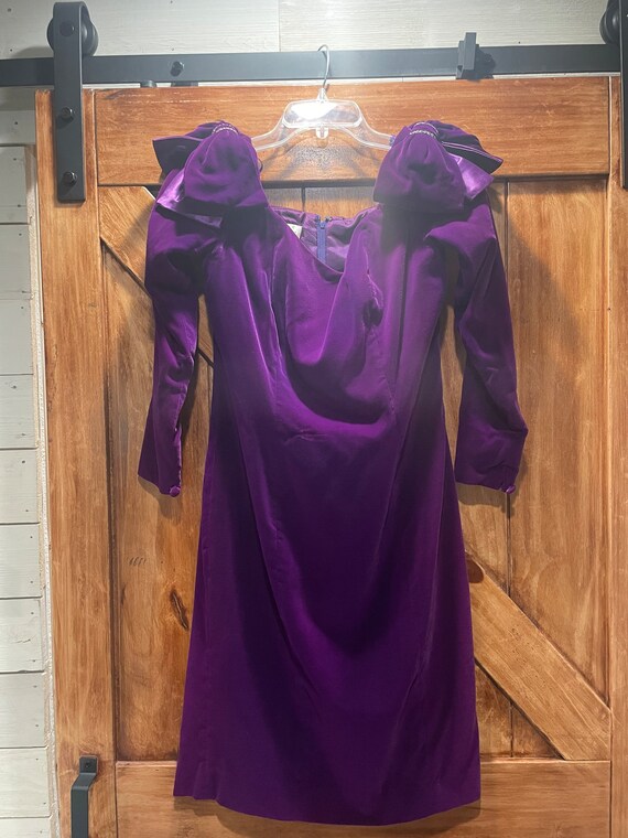 Vintage 80’s purple velvet prom dress 4 - image 7