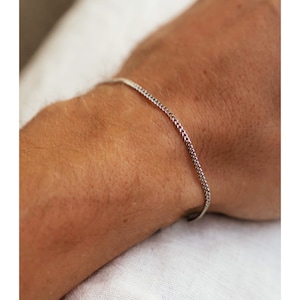 Thin Silver Bracelet Chain men women Minimal bracelet Stainless steel gift for him gift for her minimalist gift waterproof