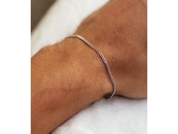 Thin Silver Bracelet Chain men women Minimal bracelet Stainless steel gift for him gift for her minimalist gift waterproof