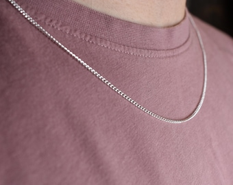 Collier chaîne en argent sterling 925 de 2 mm, femmes et hommes Collier superposé unisexe chaînes en argent sterling pour pendentifs Chaîne Connell en argent