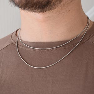 シルバー 3 mm スネークチェーンネックレス、男性用チェーン