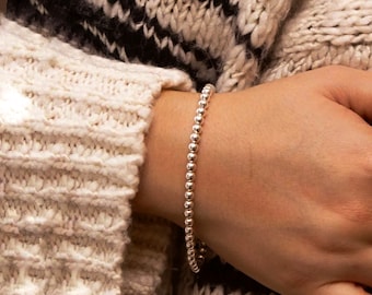 925 Silver Ball Bead Bracelet 4mm 8" Sterling Silver unisex Gift for Him Gift for Her, Minimalist Bracelet, 925 Sterling Silver plated
