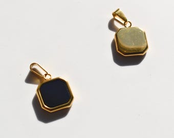 Black Onyx Pendant | Minimal Gold Pendant for Necklace | Womens Necklaces Pendant Mens Necklace Pendant |  Square Onyx Pendant Stone